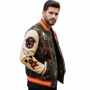 Veste universitaire unisexe avec logo brodé personnalisé, broderie et veste en cuir PU 100% de haute qualité pour un style décontracté ou streetwear - Product Image 6