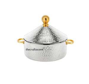 Olla caliente de Metal de diseño árabe, cazuela de lujo de la mejor calidad con tapa hecha a mano, calentador de alimentos de mesa de forma redonda para uso en la cocina - Product Image 4