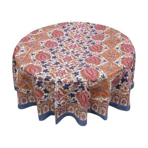 Best Selling Large 10 Seater Round <b>Tablecloth</b> 275 cms Cotton Fabric Cover for Dining Table <b>Tablecloth</b> for Daily Meals <b>Party</b> - Product Image 1