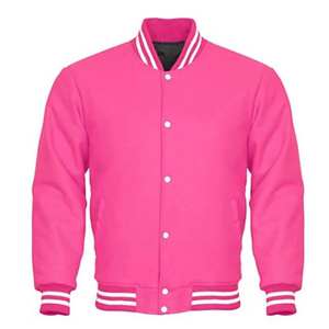Veste en toile de baseball classique pour homme, col rond, style varsity, lettres brodées, bande en cuir blanc, chauffée à l'avant, hiver 2025, OEM - Product Image 2