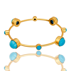 Matrix Turquoise Gemstone <b>Bangle</b> 2020 Designer 14 Karat <b>Gold</b> Plated Brass Fashion <b>Bangle</b> Jewelry Manufacturer - Product Image 4