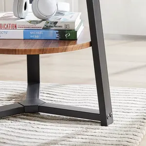 Table d'affichage en bois à deux niveaux Table de chevet d'affichage de chambre Table de chevet en métal et en bois personnalisée Table de ferme rustique en métal - Product Image 4