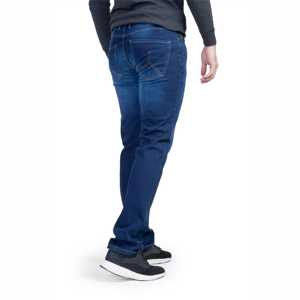 Pantalones vaqueros de pierna cónica estirables para hombre azul de otoño mezcla de algodón cómoda estilo recto lavado a la piedra y lavado oscuro - Product Image 2