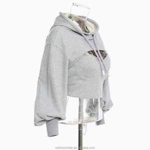 Style confortable pour le streetwear décontracté, sweat-shirts courts pour femmes, sweat-shirt court pour femmes, coupe personnalisée, tissu en coton respirant, séchage rapide - Product Image 2