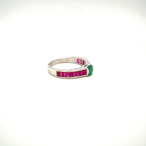 แหวนเงินแท้ 925 ชุบทอง ประดับมรกตและทับทิม ดีไซน์มินิมอลคุณภาพสูง สำหรับงานแต่งงาน พร้อมใบรับรอง IGI - Product Image 2