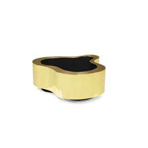 Polished Brass Wave-Design Center <b>Table</b> Contemporary Rectangular Living Room Furniture Durable Decorative for House Metal Glass - Product Image 1