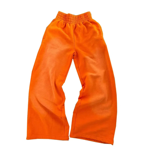 Pantalon de survêtement ample en coton épais pour homme, style streetwear, logo personnalisé, délavé au soleil, décontracté, coupe droite, délavage acide, devant plat, taille haute - Product Image 2