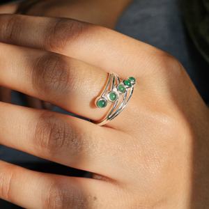 Diseñador verde ónix anillo de plata pequeño diseñador anillo de plata - Product Image 1