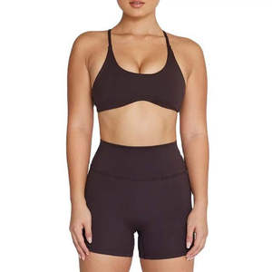 Sujetador deportivo Kivotech de alta calidad personalizado elástico sin costuras para mujer y conjunto de Yoga corto ropa deportiva Premium - Product Image 6