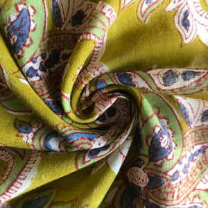 CHHAAPE Women's Hand Block Printed Cotton Fabric Classic Paisley Floral Design | Olive Green Indian Textile - Product Image 1