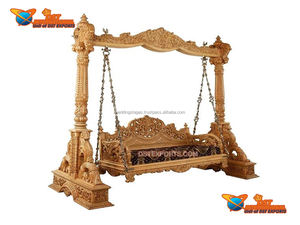Royal Maharaja Teck Bois Sculpté Balançoire Traditionnelle En Bois De Teck Artisanat Balançoire/Jhula Indien Teck Bois Sculpté À La Main Antique Jhula UK - Product Image 6