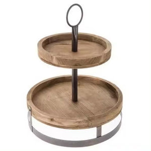 Rectangle Shape Dessert Serving <b>Stand</b> Highest Quality New Design Two <b>Tier</b> Wooden <b>Cake</b> <b>Stand</b> for Dining Table Decoration - Product Image 5
