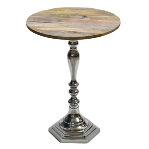 Mesa redonda de aluminio moderna de alta calidad con mármol superior y mesa de centro redonda de metal con acabado de níquel inferior para muebles para el hogar - Product Image 6