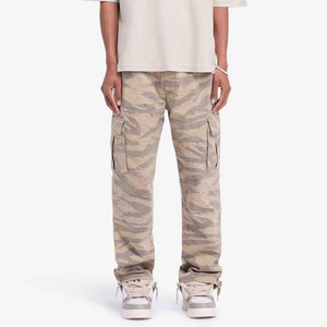 Pantalones Cargo informales para hombre con estilo Baggy Fit Dawn Sandstone Khaki Straight Pattern Flat Front Mid Waist Multi-Pocket Storage - Product Image 5