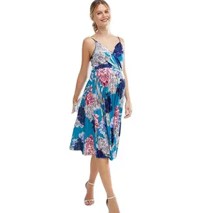 Impression robe en mousseline de soie 100% Polyester robe d'été tissu tissé avec pli dames maternité Floral pour les femmes Maxi Standard