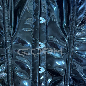 Shiny Vinyl Black PVC High Compression Firm Control Plus Size Waist Slimming Club Wear <b>Corsets</b> - Product Image 5