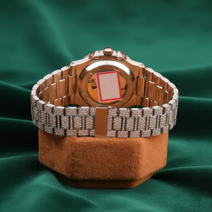 Luxury Iced Moissanite Automatic Watch Stainless Steel <b>Blue</b> Dial <b>Sapphire</b> Waterproof Diamond Style Full Iced <b>Bracelet</b> Watch - Product Image 5