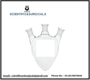 Flacon en verre borosilicate de haute qualité en forme de poire avec trois colliers de rétention, cols latéraux parallèles et inclinés - Product Image 4