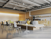 Chaise de bureau ergonomique OMNI avec dossier moyen, structure en acier, matériau PP ignifuge UL94 V-2, design moderne pour la maison et le bureau