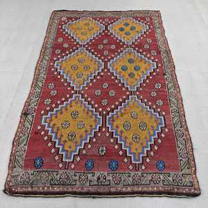 5.2x9.1 ft Rug, Vintage Turkish Large Rug, <b>Red</b> Kilim <b>Wool</b> Rug - Product Image 1