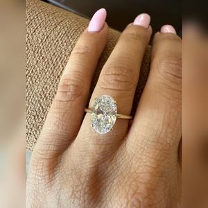 Bague de fiançailles en diamant de laboratoire ovale de 3,00 carats VVS1 VVS2, or massif classique, prix d'usine en gros - Product Image 3