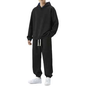 2025 personnalisé poids lourd 430 grammes coton français éponge à capuche pantalons de survêtement ensemble pour hommes surdimensionné blanc survêtement solide à capuche - Product Image 3