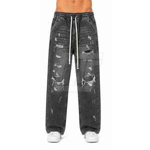 Pantalon déchiré délavé pour homme, coupe décontractée, coton, style streetwear, bas de tenue tendance - Product Image 3