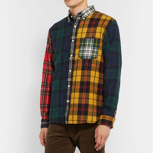 Nouvelle arrivée chemise en flanelle patchwork chemises en flanelle à carreaux boutonnées pour hommes - Product Image 1