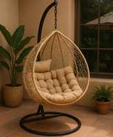 Komplett set Langlebiger, bequemer Rattan-Eier stuhl für den Innen-und Außenbereich für den Strand garten Wohnzimmer Balkon Park Apartment oder Zuhause