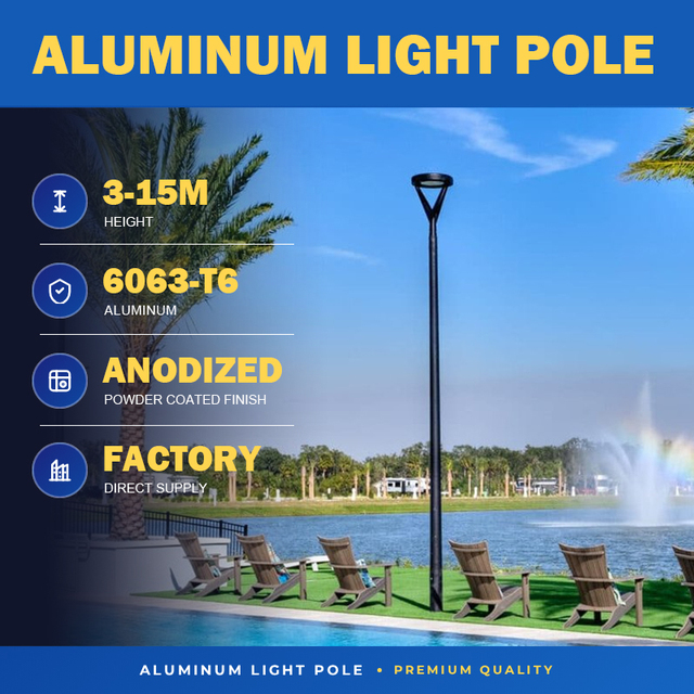 Nice Price 8 Meters Double One Arm Aluminum Folding Street Light Pole Durable Lamp Poles