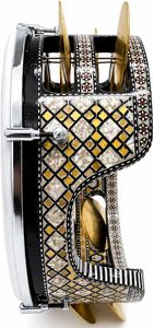 Gawharet El Fan 12" Professional Mother of Pearl Mazhar Frame <b>Drum</b> with Brass Cymbals MAZS15 - Product Image 5