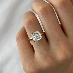 Elegante anillo de diamantes cultivados en laboratorio de Asscher en oro rosa oro blanco y plata con certificación IGI D E F color para joyería de lujo - Product Image 3