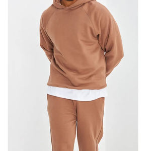Nouveau design de haute qualité automne automne hiver sweat à capuche décontracté deux pièces à manches longues 460 gsm entraînement marron ensembles de vêtements de détente - Product Image 2