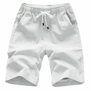 Mejor calidad 100% algodón raya Fitness hombres Joggers pantalones cortos ligeros de moda transpirable culturismo patrón sólido liso teñido - Product Image 1