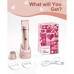 Rasoir électrique rechargeable pour femme, tondeuse pour la zone du bikini et les aisselles, étanche, épilateur facial avec lame en acier inoxydable - Product Image 5