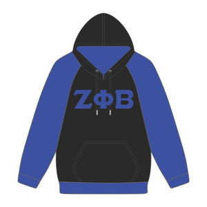 Zeta Phi Beta Noir Corps Bleu Manches Raglan Pull À Capuche Grec Sororité Vêtements Personnalisé Divine Neuf HBCU Vie Vêtements - Product Image 2