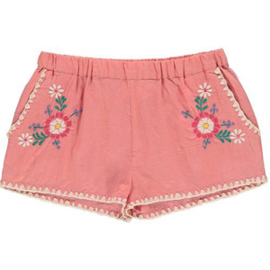 Shorts pour femmes brodés de fleurs, tissu satiné 100% coton, style hip-hop - Product Image 1