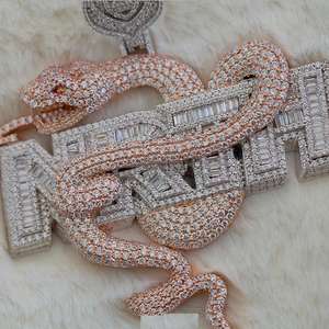 Colgante de diamante de moissanita VVS de corte redondo y Baguette, colgante de estilo hip-hop, regalo de aniversario para hombre, Plata de Ley 925 - Product Image 5