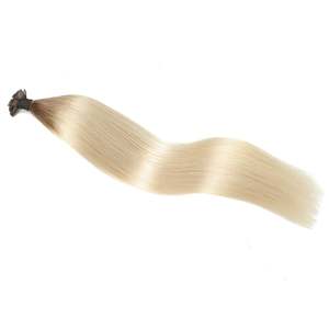Extensions de cheveux brésiliennes Remy 12A I-Tip lisses # R8/1001 Root Stretch Brun & Blond Perle - Product Image 1