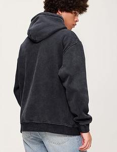 Sweat à capuche 100% coton lourd pour hommes Acid Wash Design et techniques brodées de marque personnalisées pour la saison hivernale - Product Image 3