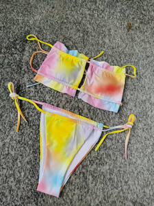 Custom OEM Women's 2 <b>Piece</b> Halter String Triangle Tie Side Bikini <b>Set</b> <b>Two</b> <b>Piece</b> Swimsuits Custom Lace up Bikini Swimwear - Product Image 5