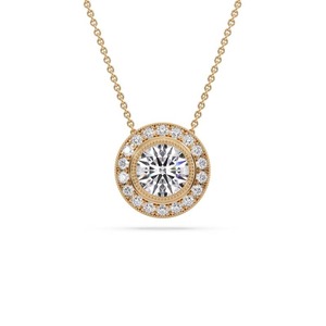 Colgante de Diamante Redondo Brillante con Halo Simple, Diamante Cultivado en Laboratorio de 0.50 Ct en Platino, para Ocasiones Especiales y Fiestas - Product Image 3