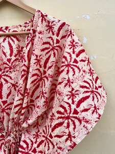 Indien fait à la main 100% coton Kfatan Robe femmes Floral Robe vêtements de nuit décontractés été printemps automne hiver plage vacances lisse - Product Image 4