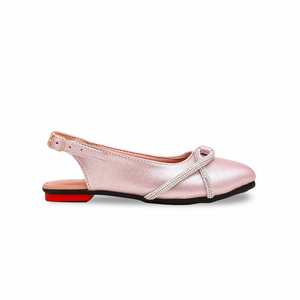 Girls' <b>Pink</b> KD2340 Fancy <b>Pumps</b> with Korean Style Cute Lace-Up and PU Insole Satin and Lace Upper Material for All Seasons - Product Image 4