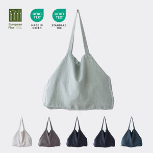 Prêt à expédier de luxe marché du lin lavé main shopping sac de plage en différentes couleurs grande taille - Product Image 4