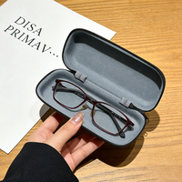 Étui à lunettes en tissu RPET écologique avec coque rigide en EVA, surface texturée en denim, fermeture à glissière, boîte à lunettes de soleil portable