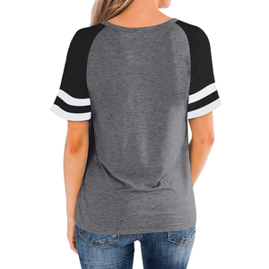 T-shirt décontracté à col rond et manches courtes rayées pour femme, imprimé, respirant, motif uni, printemps-été - Product Image 6