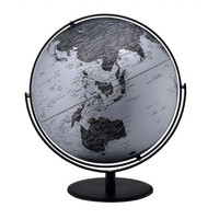 Globe terrestre décoratif avec éclairage LED intégré, noir et gris ou globe terrestre Benzara, décoration d'intérieur
