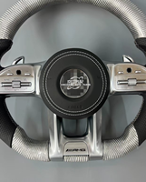 Convient pour-mercedes-benz ancien modèle modification AMG multifonctionnel argent volant en fibre de carbone cuir Nappa