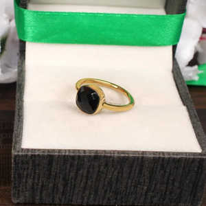 92.5 Sterling Silver Men's Statement <b>Ring</b> <b>Black</b> <b>Onyx</b> Gemstone Rhodium Plated Rectangle Shape 8x8mm 2.15g - Product Image 3